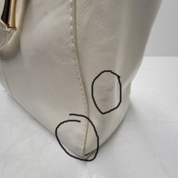White Handbag with Goldtone Handle - Picture 13 of 16